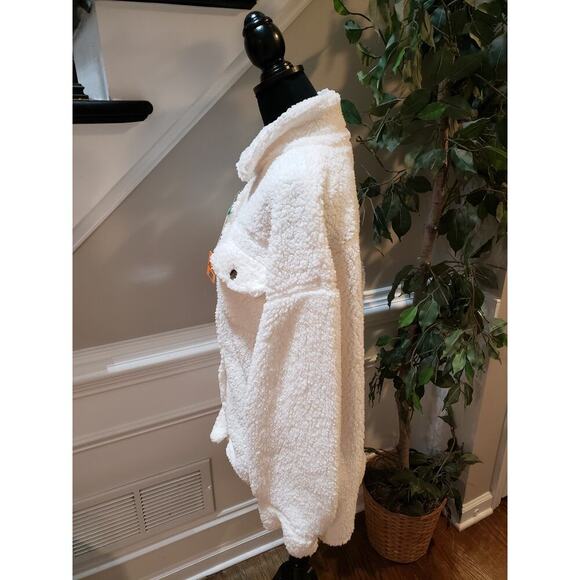 32 Degrees Heat Sherpa Jacket White Fuzzy Button Front XL/XXL Cozy Winter Warm - Picture 7 of 13